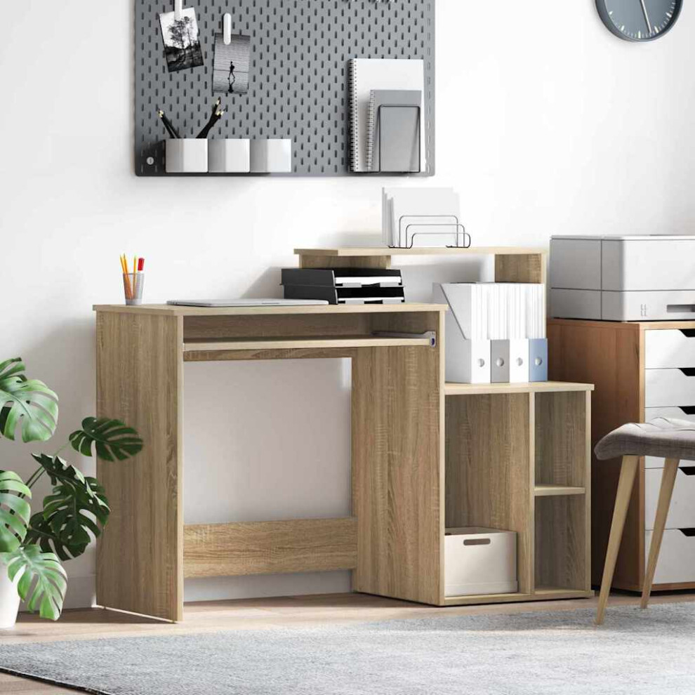 Vidaxl Desk With Shelf Sonoma Oak 120.5 X 44 X 88.5 Cm Engineered Wood
