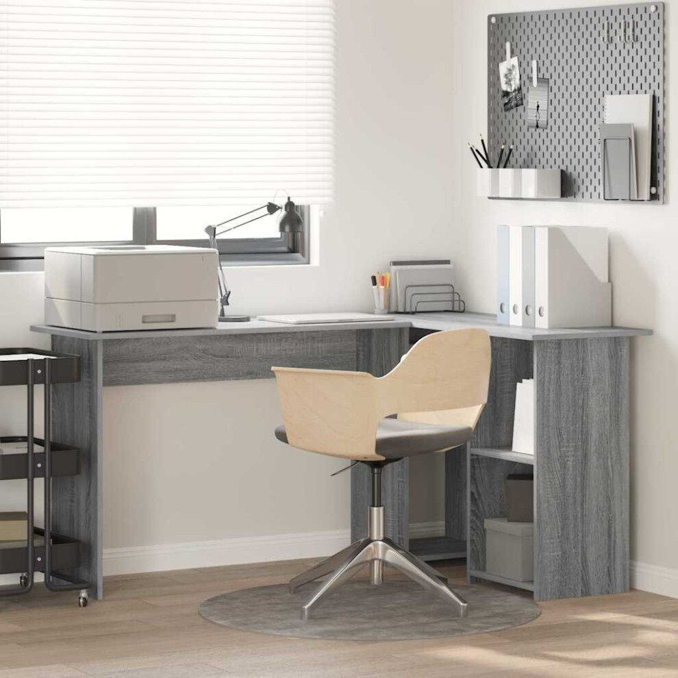 Vidaxl Desk With Shelf Sonoma 142 X 102 X 73 Cm Engineered Wood Grey