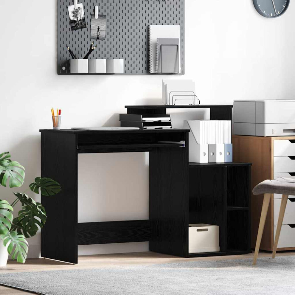 Vidaxl Desk With Drawer Oak 120.5 X 44 X 88.5 Cm Engineered Wood Black