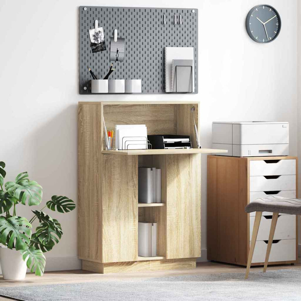 Vidaxl Desk Sonoma Oak 71.5 X 31.5 X 106.5 Cm Engineered Wood