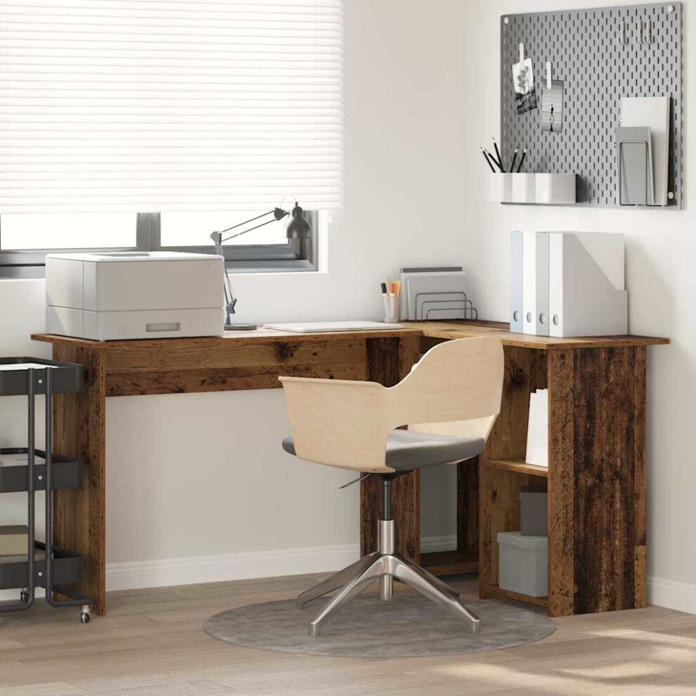 Vidaxl Desk With Shelf Old Wood 142 X 102 X 73 Cm Engineered Wood