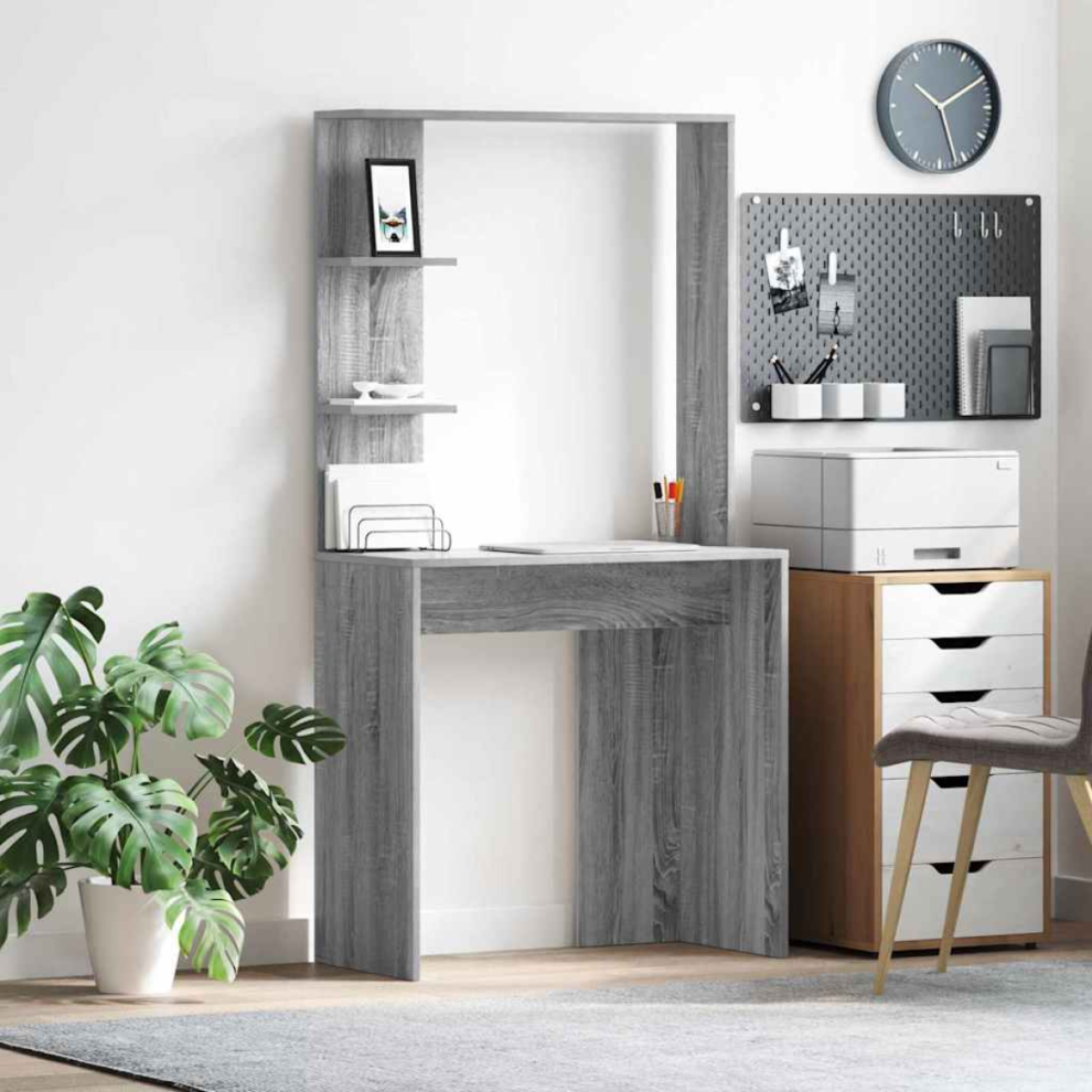 Vidaxl Desk Sonoma 78.5 X 37 X 154.5 Cm Engineered Wood Grey
