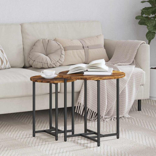VidaXL vidaXL Side Table Set 2 pcs Smoked Oak and Black