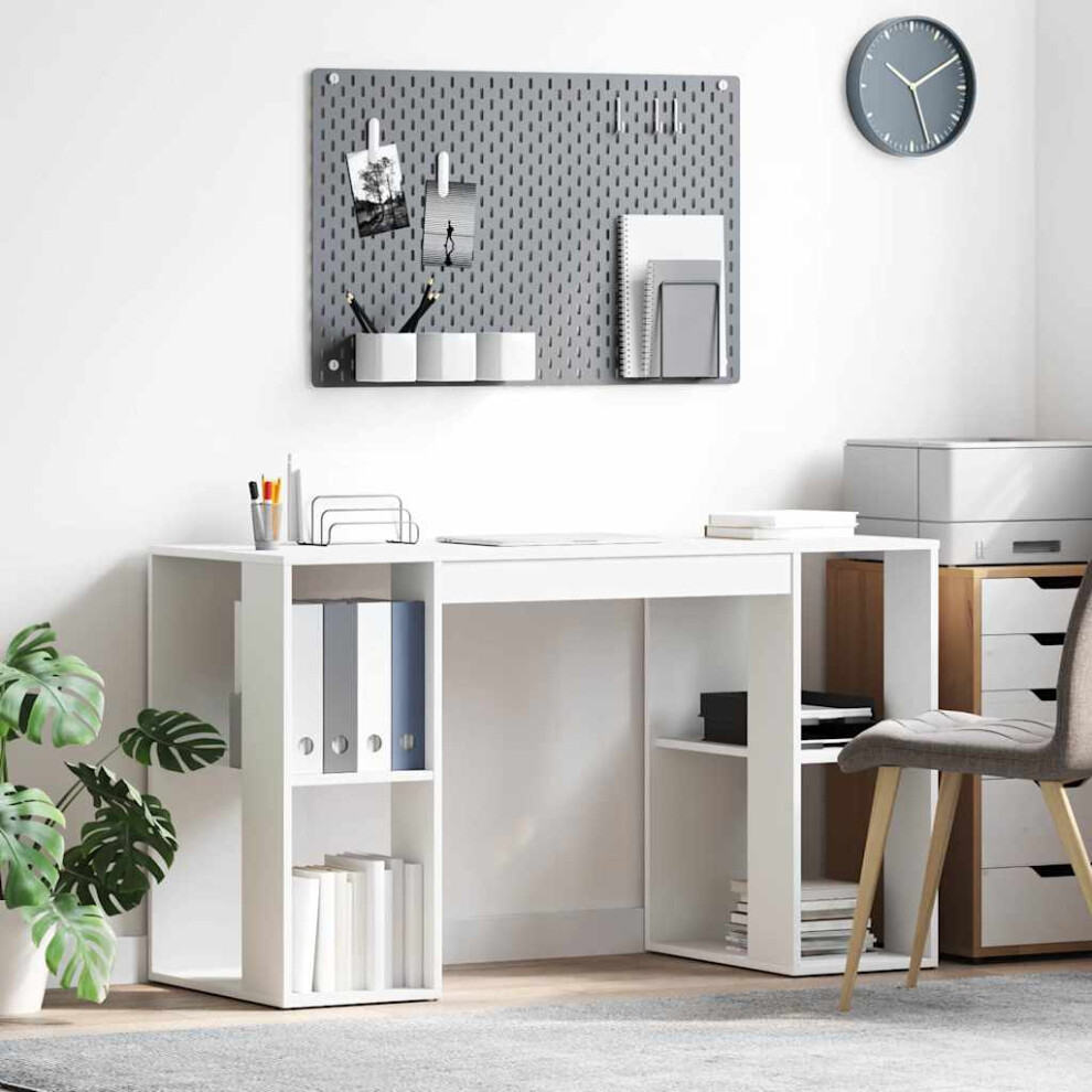 Vidaxl Desk With Shelf 130 X 50.5 X 75 Cm Engineered Wood White