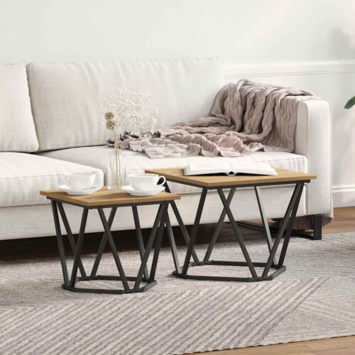 VidaXL vidaXL Side Table Set 2 pcs Artisan Oak Engineered Wood and Steel
