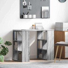 vidaXL Desk with Shelf Grey Sonoma 90 x 50 x 75 cm Engineered Wood