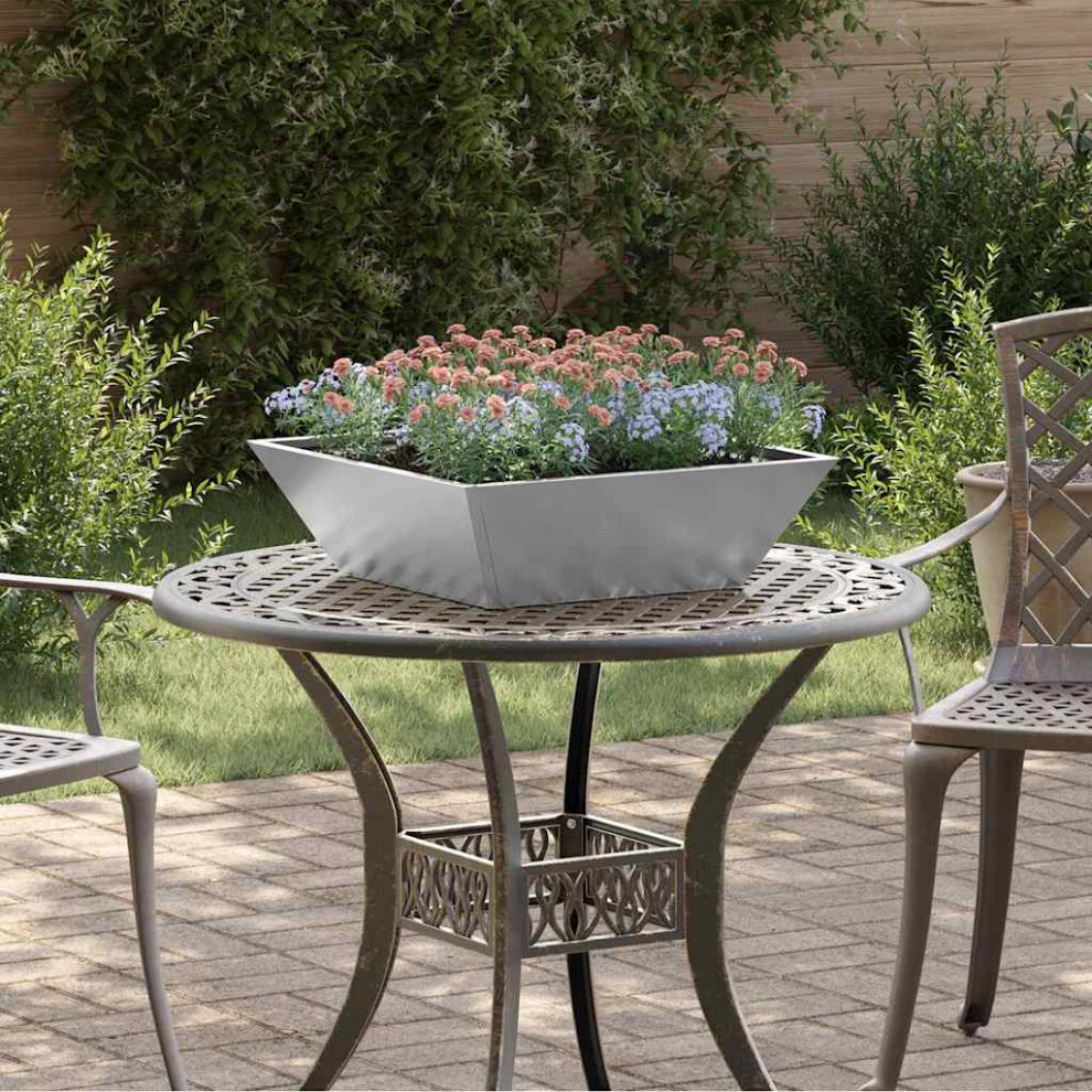 Vidaxl Garden Planter 50 X 50 X 15 Cm Galvanised Steel Silver