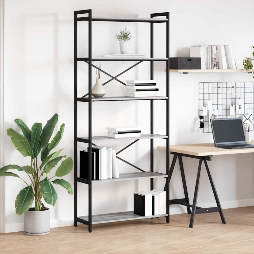 Vidaxl Bookshelf Sonoma 80 X 30 X 190 Cm Engineered Wood Grey