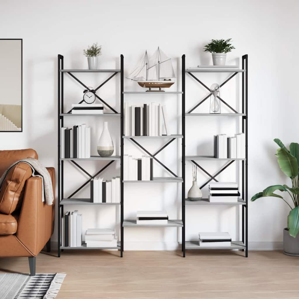 Vidaxl Bookshelf Sonoma 156 X 25 X 167 Cm Engineered Wood Grey