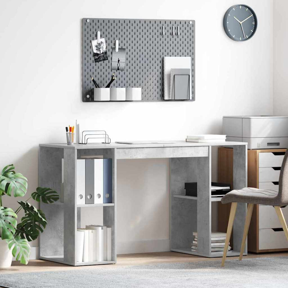 Vidaxl Desk Concrete 130 X 50.5 X 75 Cm Engineered Wood Grey