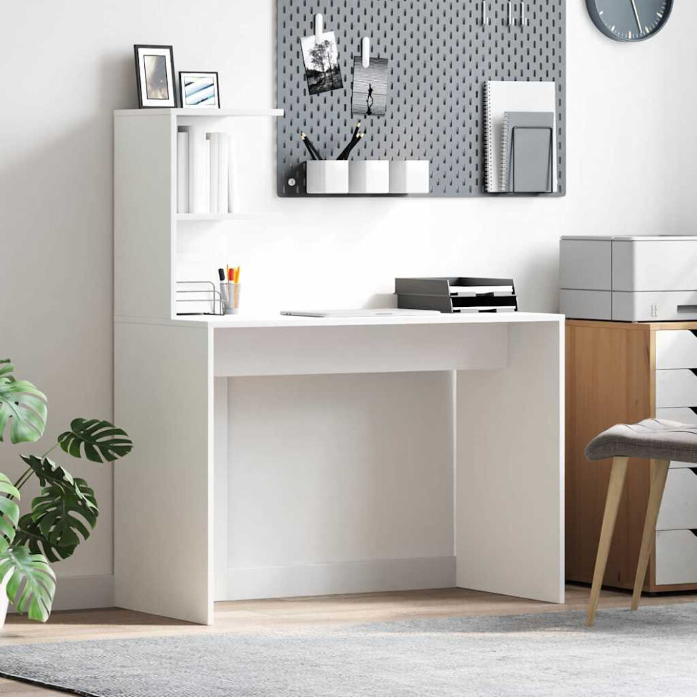 Vidaxl Desk With Shelf 102 X 50 X 124 Cm Engineered Wood White