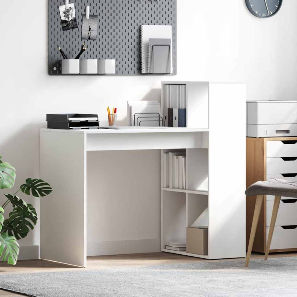 Vidaxl Desk With Shelf White 108 X 55 X 103.5 Cm Engineered Wood