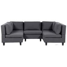 Modular U-Shape Sofa 5 Seater UNSTAD Fabric Dark Grey