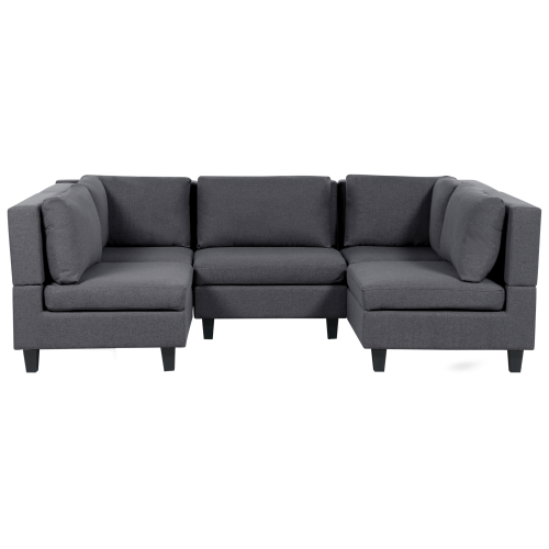 Beliani Modular U-Shape Sofa 5 Seater UNSTAD Fabric Dark Grey