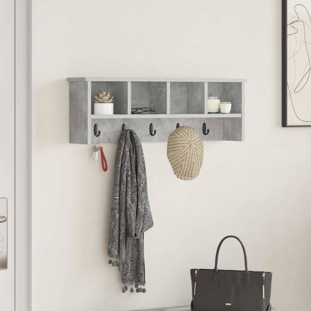 Vidaxl Wall-Mounted Coat Rack With Shelf Concrete Grey 75 X 16 X 26 Cm