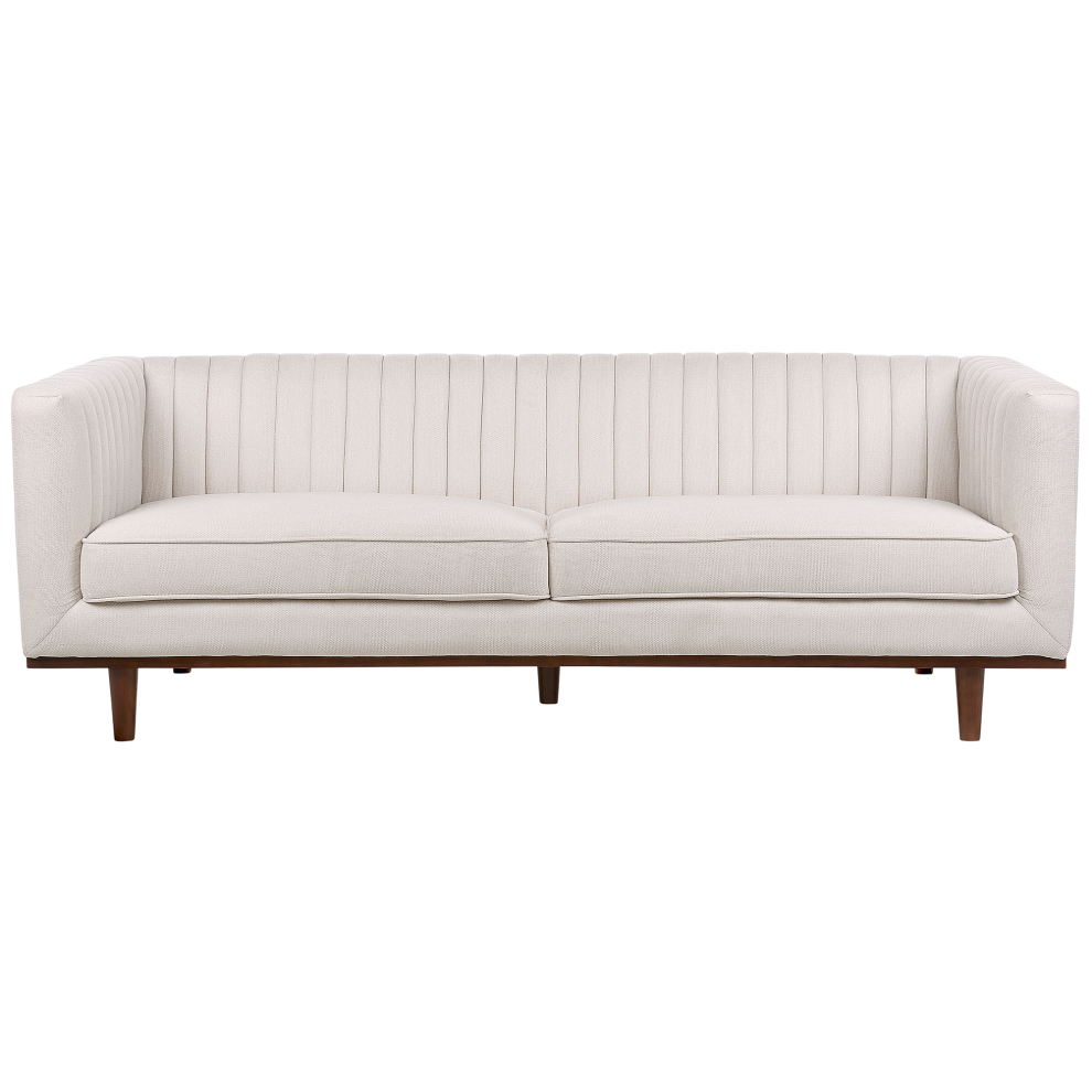Beliani Sofa 3 Seater Skaule Fabric Beige Cream