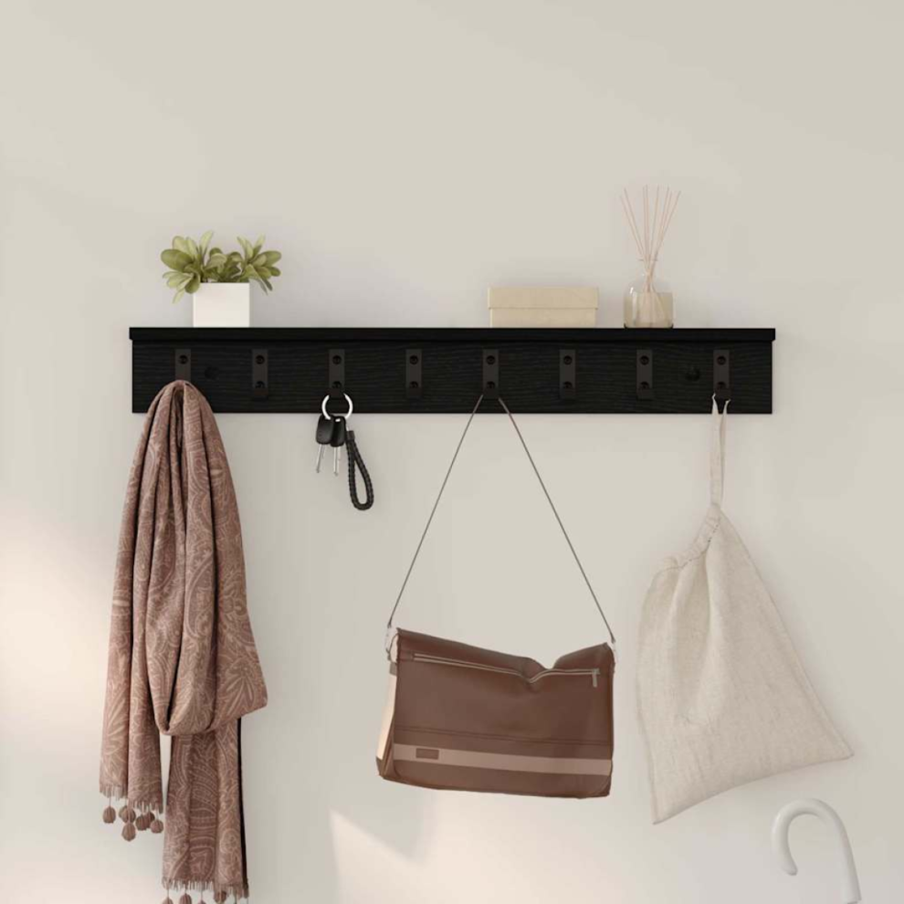 Vidaxl Wall-Mounted Coat Rack Oak 80 X 10.5 X 10.5 Cm Black