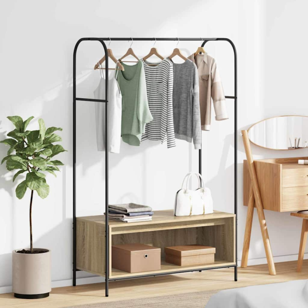 Vidaxl Clothes Rack Brown Oak 100 X 44 X 160 Cm Engineered Wood
