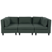 Modular U-Shape Sofa 5 Seater UNSTAD Fabric Dark Green with Ottoman