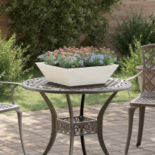 vidaXL Garden Planter White 50 x 50 x 15 cm Cold-rolled Steel