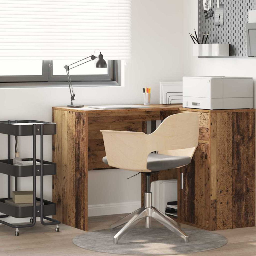 Vidaxl Desk With Shelf Old Wood 102 X 50 X 75 Cm Engineered Wood