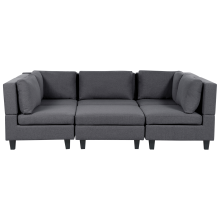 Modular U-Shape Sofa 5 Seater UNSTAD Fabric Dark Grey with Ottoman