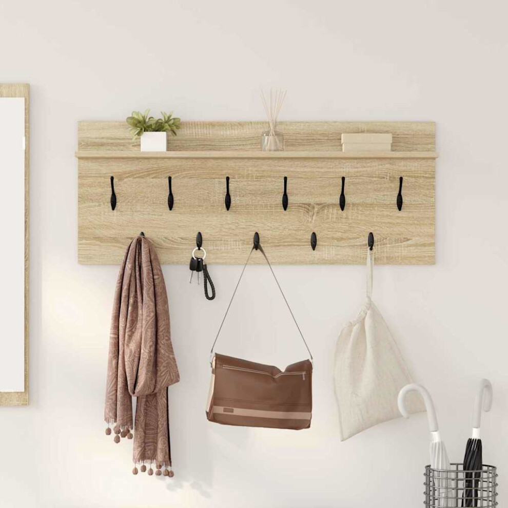 Vidaxl Wall-Mounted Coat Rack With Shelf Sonoma Oak 100 X 40 X 12 Cm