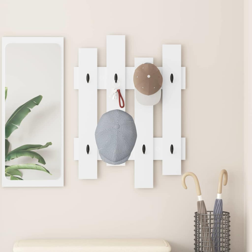 Vidaxl Wall-Mounted Coat Rack White 60 X 3 X 82 Cm Engineered Wood