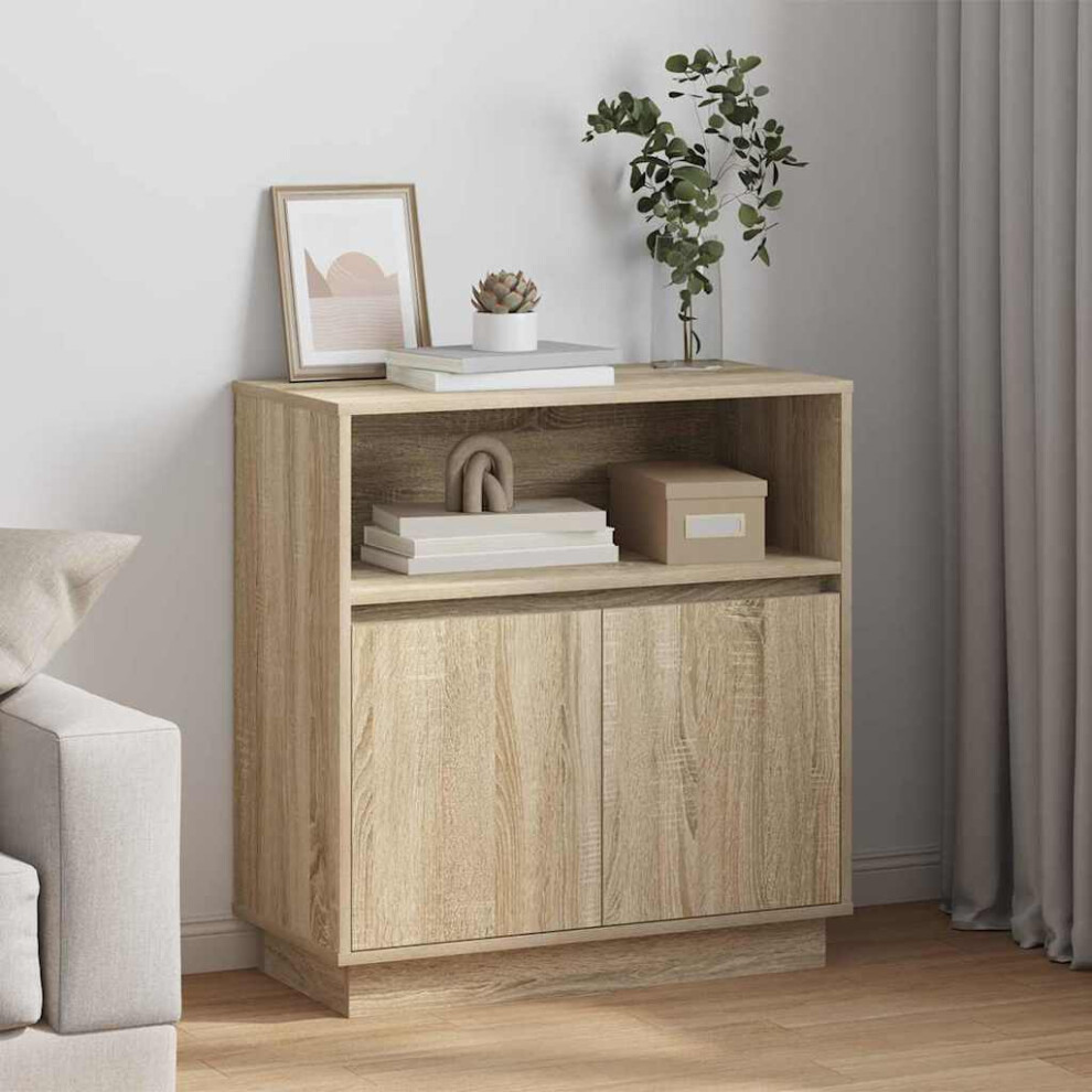 Vidaxl Led Sideboard Sonoma Oak 71 X 34.5 X 75 Cm Engineered Wood