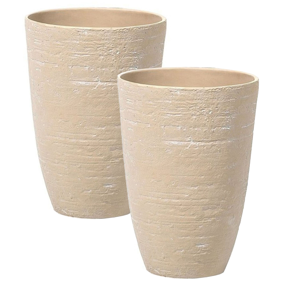 Beliani Set Of 2 Plant Pots Camia 35 Cm Beige