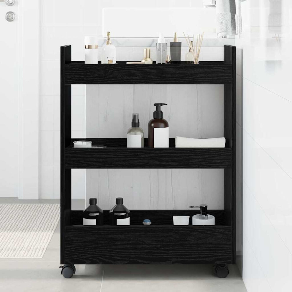 Vidaxl Narrow Storage Trolley Black Oak 60 X 22 X 80 Cm
