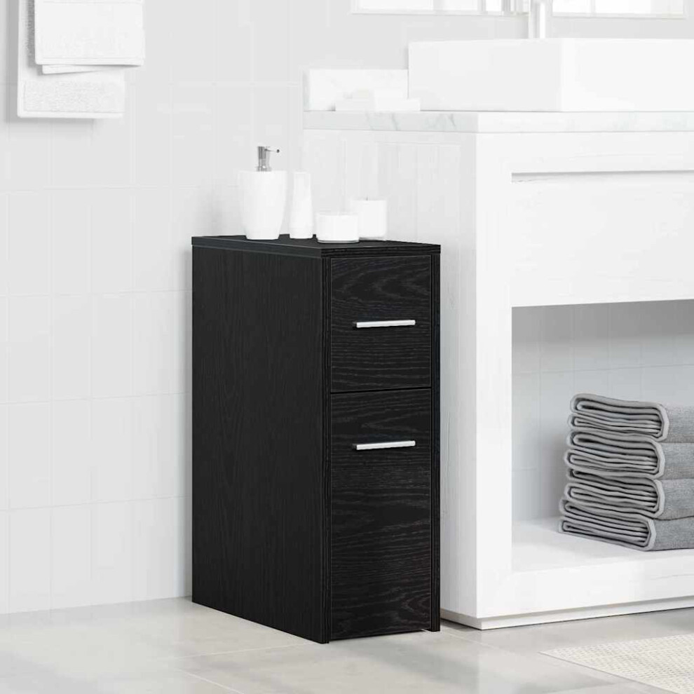 Vidaxl Bathroom Furniture Set Wall-Mounted Black Oak 22 X 44 X 61.5 Cm