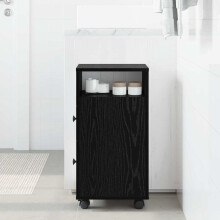 vidaXL Bathroom Furniture Set with Wheel Black Oak 33 x 23 x 65 cm