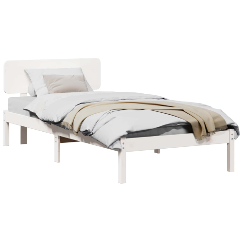 VidaXL vidaXL Bed Frame with Headboard White 90 x 190 cm Solid Pine Wood