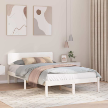 vidaXL Bed Frame with Headboard White 135 x 190 cm Solid Pine Wood