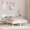 VidaXL vidaXL Bed Frame with Headboard White 135 x 190 cm Solid Pine Wood 1