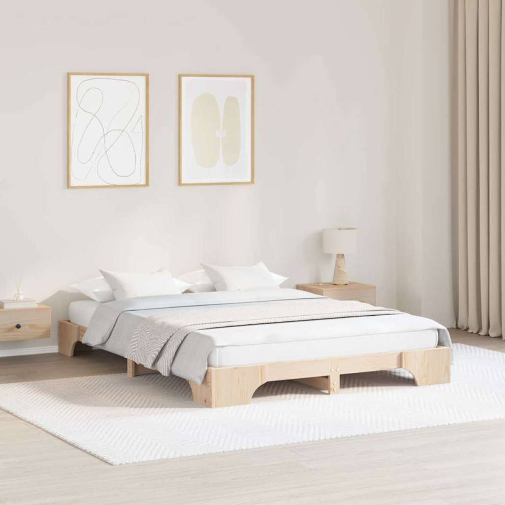 Vidaxl Bed Frame Natural 150 X 200 Cm Solid Pine Wood