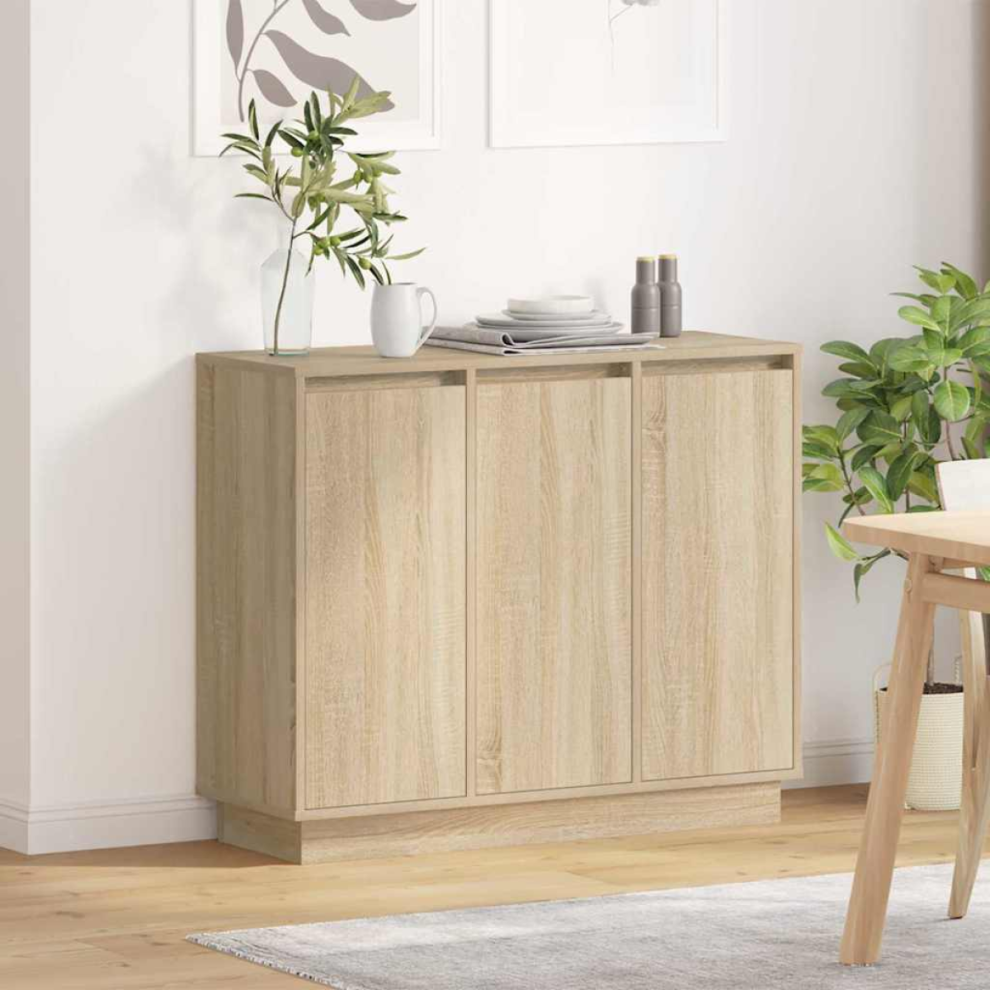 Vidaxl Led Sideboard Sonoma Oak 90 X 32 X 75 Cm Engineered Wood