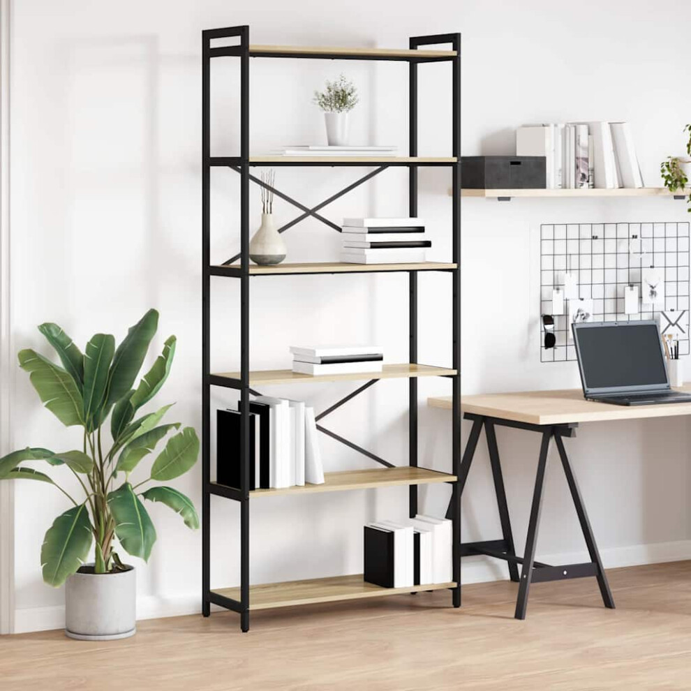Vidaxl Bookshelf Sonoma Oak 80 X 30 X 190 Cm Engineered Wood