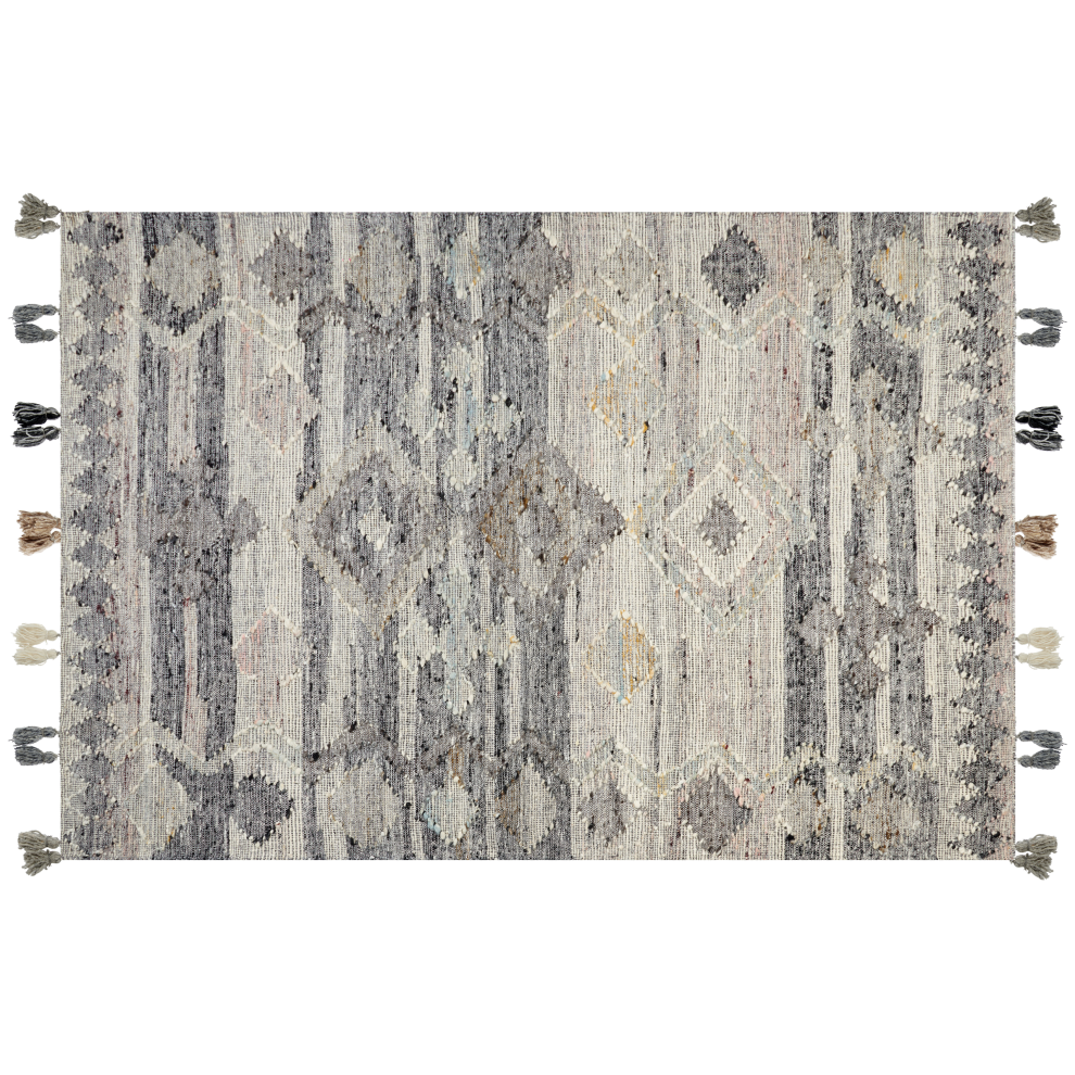 Beliani Rug Aratashen Grey 160 X 230 Cm Wool Kilim
