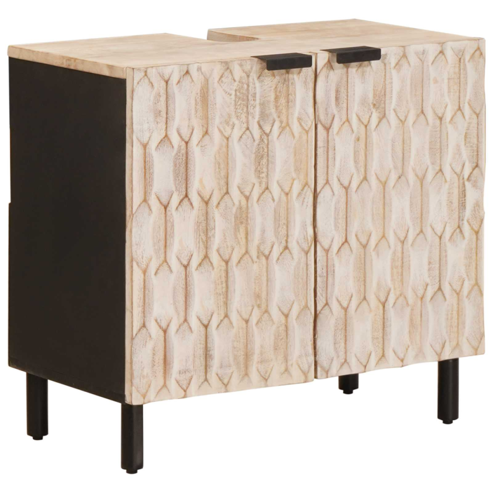 Vidaxl Bathroom Sink Cabinet 62 X 33 X 58 Cm Solid Mango Wood White