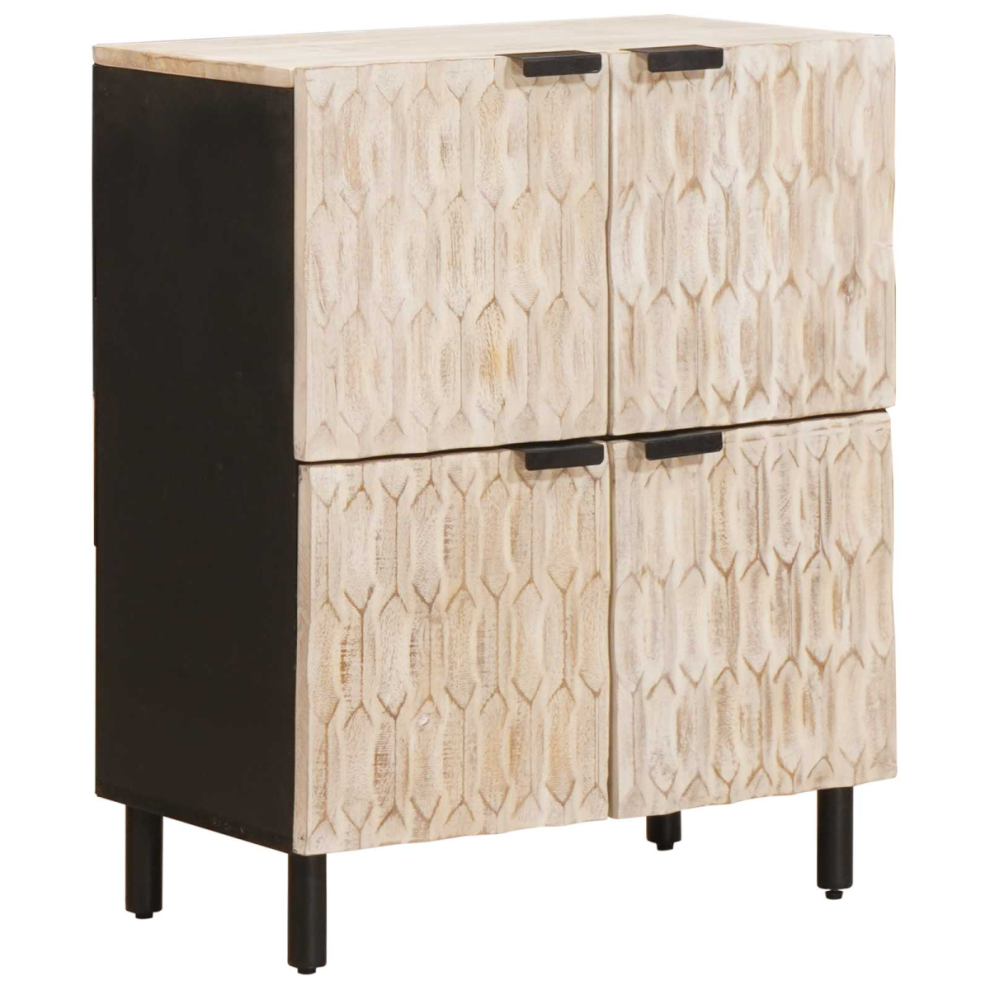 Vidaxl Sideboard White Wash Finish 60 X 33 X 75 Cm Solid Mango Wood