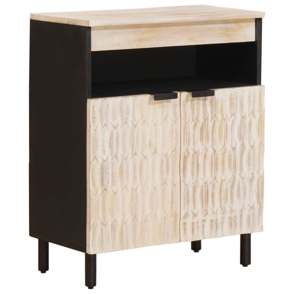 Vidaxl Sideboard White Wash Finish 60 X 33 X 75 Cm Solid Mango Wood