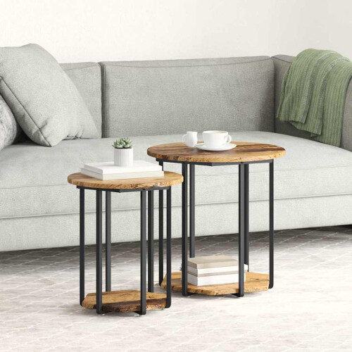VidaXL vidaXL Side Table Set with Shelf 2 pcs Brown