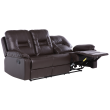 Manual Recliner Sofa 3 Seater BERGEN Faux Leather Brown