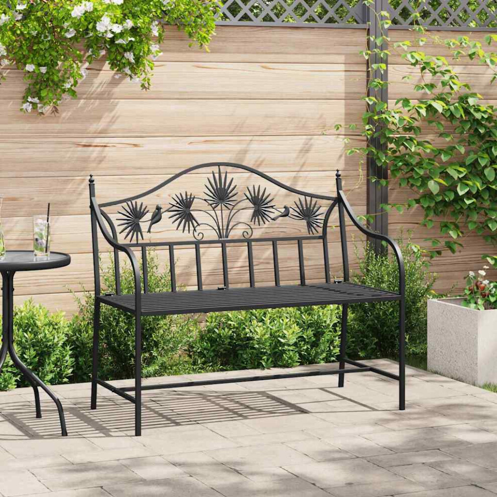 Vidaxl Garden Bench Black 104 X 52.5 X 89 Cm Steel