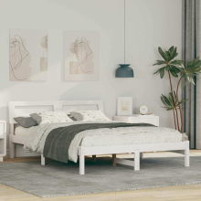 vidaXL Bed Frame with Headboard White 135 x 190 cm Solid Pine Wood