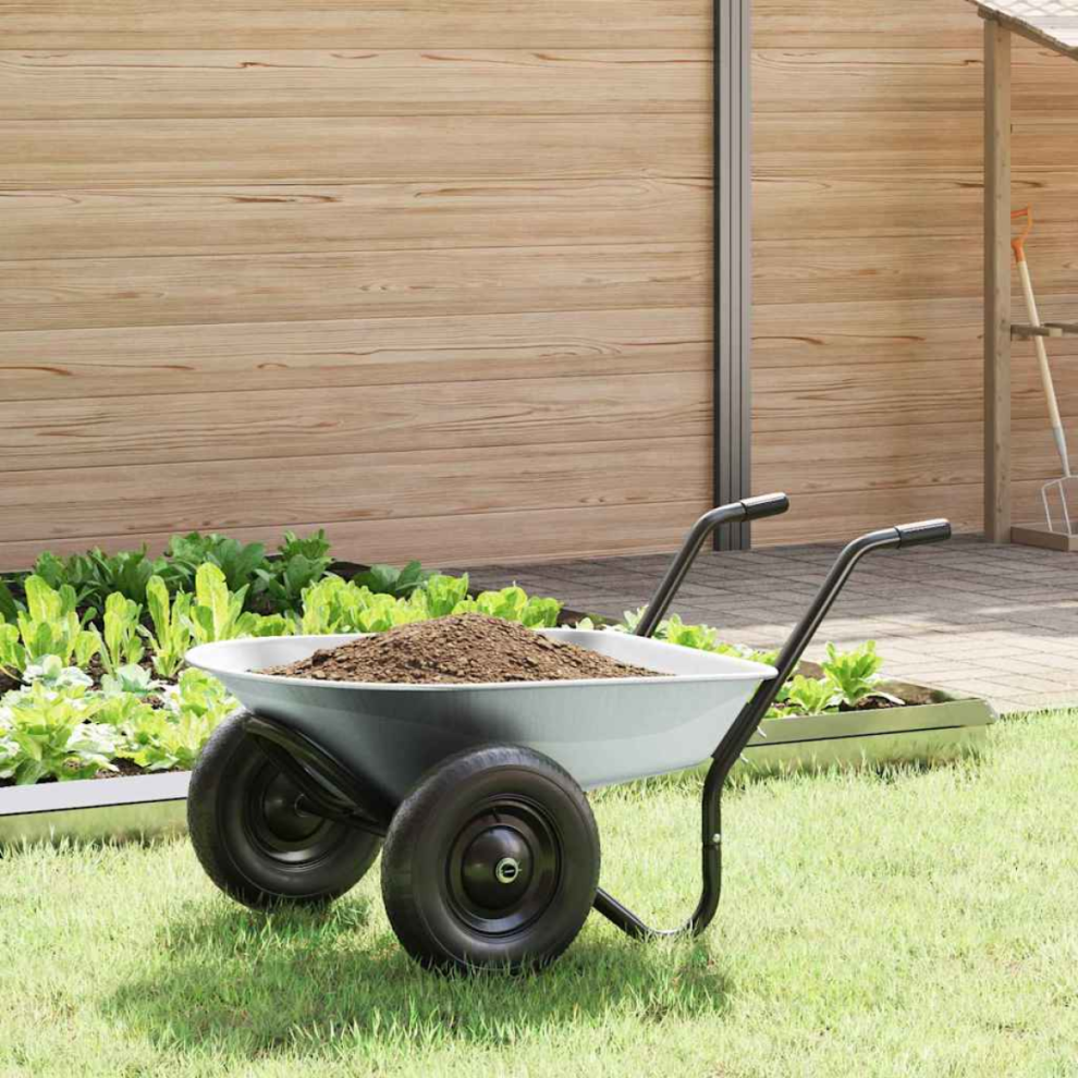 Vidaxl Wheelbarrow Silver And Black 124 X 73 X 65 Cm Steel