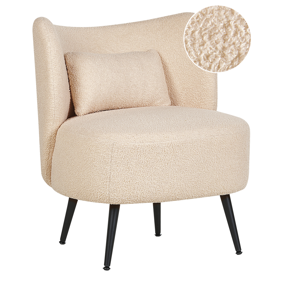 Beliani Armchair Otsby Boucle Beige Cream
