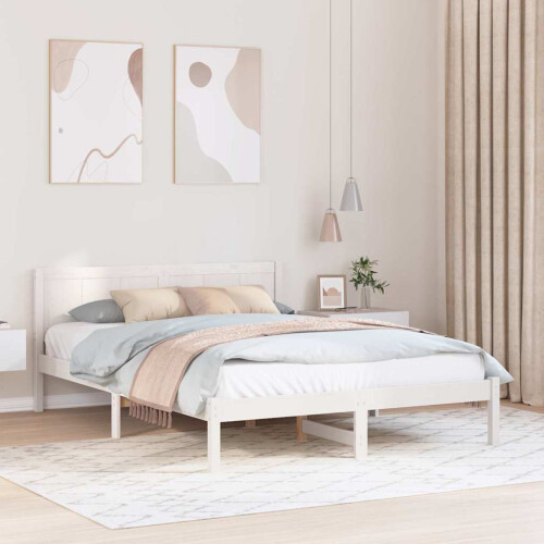 VidaXL vidaXL Bed Frame White 150 x 200 cm Solid Pine wood